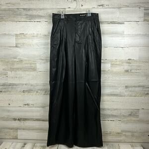Blank NYC womens sz 28 pleated black vegan leather wide leg pants new